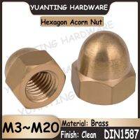 1Piece 30Pcs DIN1587 M3 M4 M5 M6 M8 M10 M12 M14 M16 M18 M20 Brass Hexagon Domed Cap Nuts Acorn Nut with Coarse Thread Copper Nut