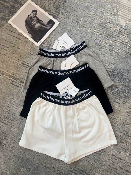 พร้อมส่ง-axw-short-pants-กางเกงขาสั้น-ขอบเอวยางยืดทอเป็นลายแบรนด์-valen-basic-store