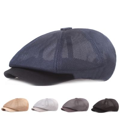 ▥♚ Mesh Beret Men Women Peaked Cap Spring Summer Octagonal Cap Breathable Outdoor Sun Protection Hat Artistic Youth Travel Hat