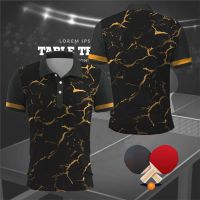 New Quick-Drying Table Tennis Clothes Mens Shirt T-shirt 3D Printed Badminton Uuniform Suit Lapel Polo Shirt 2023 New