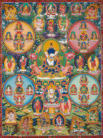 Hot Sales หนึ่งร้อยพลเรือนของ Thangka และกองทัพทิเบต สีเทียนและพิมพ์ทอง Thangka พระพุทธรูปในเนปาล