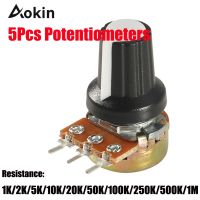 5Pcs 10k Potentiometer knob 1K 100K 5K 50K OHM WH148 Shaft with Nut 3 Terminal Linear Taper Rotary B10K for Arduino diy kit