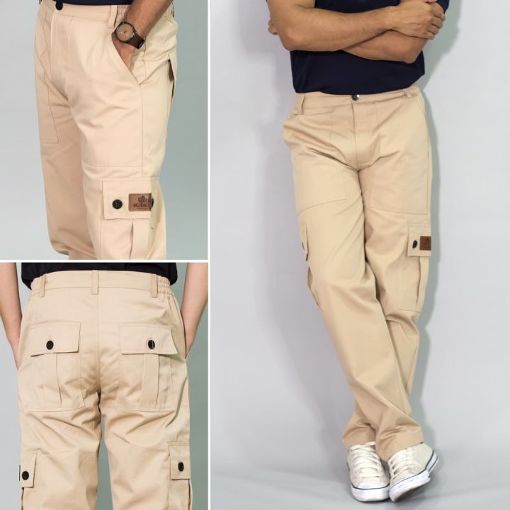 กางเกงคาร์โก้-รุ่น-hangout-ขายาว-สีคาปูชิโน่-ทรงกระบอกเล็ก-เอว-26-48-นิ้ว-ss-5xl-กางเกงช่าง-กางเกงผู้ชาย