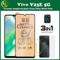 3in Vivo กระจกเทมเปอร์เซรามิก1 VIVO V23e 5กรัม V27 V27e V25e V25 V23 V25Pro 5กรัม V21 V21e V19 V17 V15เคลือบฟิล์มบาง + ฟิล์มเลนส์ + ฟิล์มด้านหลัง