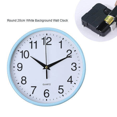 8INCHCLOCK Simple Round 20cm White Background Wall Clock Study Room
