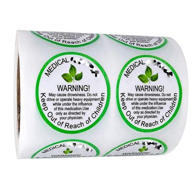 Medical Warning Labels Keep Out of Reach of Children 1.5 Round Adhesive Warning Stickers - 500pcs