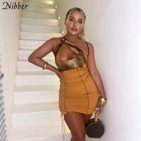▫✥◑ Nibber Drawstring patchwork design elegant sling dresses for women sexy hollow bodycon mini dresses Leisure vacation wear mujer