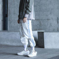 ENSHADOWER 19SS ผู้ชาย Techwear หลวมสบายๆกางเกงกีฬาที่มีแถบสะท้อนแสง Drawstring Jogger Cyberpunk Darkwear Streetwear