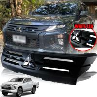 หน้ากระจังหน้า สีดำด้าน มีไฟ LED สีขาวอมฟ้า สำหรับ Mitsubishi Triton L200 MR 2019 2020 2021