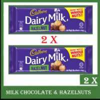 2 x Cadbury Dairy Milk Milk Chocolate with Hazelnuts 90g 2 Bars