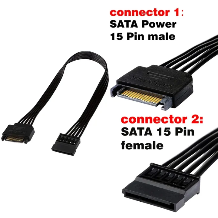 SATA Power Extension Cable,15 Pin SATA Male to Female Extender Power