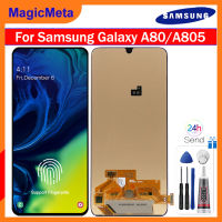 MagicMeta โอแอลสำหรับ Samsung Galaxy A80 A805เซ็นเซอร์จอแสดงผล LCD แบบสัมผัสหน้าจอ A805F ชิ้นส่วนอะไหล่พร้อมลายนิ้วมือ