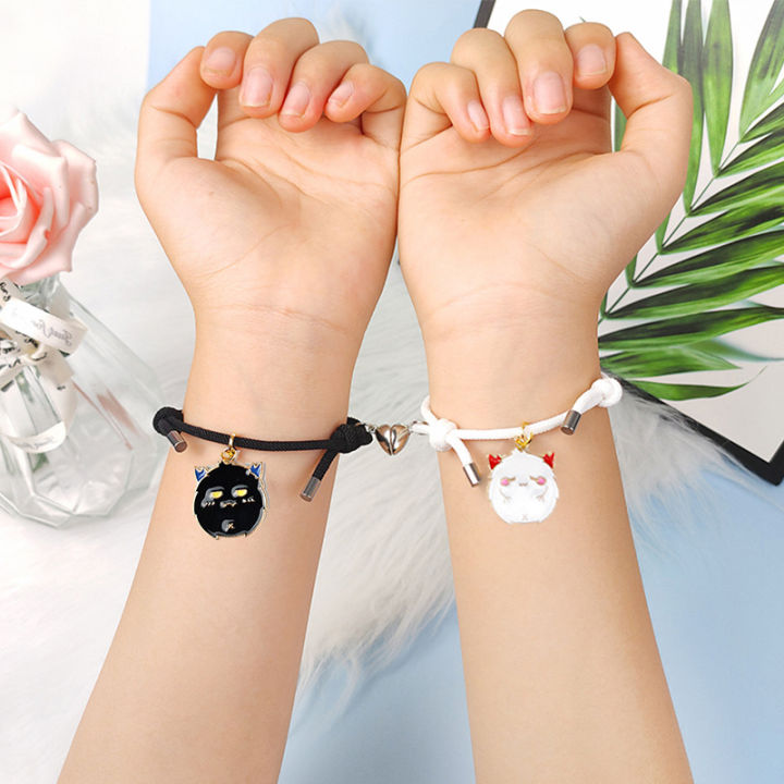 Cheap Paired Bracelets Cute Halloween Ghost Black White Devil Pendant  Bracelet Lovers Friends Couple Bracelet Party Women Jewelry Gift