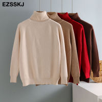 casual Autumn Winter Basic THICK HIGH-NECK Sweater pullovers Women  loose Knit Pullover female Long Sleeve Khaki Sweater