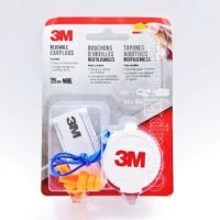 3M Reusable Earplugs 25 db NRR ยางอุดหูชนิดมีสาย ใช้ซ้ำได้ พร้อมกล่อง 1 ชิ้น