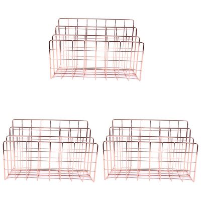 3X Desktop Mail Organizer, 3-Slot Metal Wire Mail Sorter, Letter Organizer for Letters, Mails, Books,Postcards and More