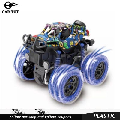 CAR TOYS 1PC 1:32 Mini Inertial Off-Road Vehicle Pullback Childrens Toy Car Plastic Friction Stunt Car Juguetes Carro Childrens Toys For Boy