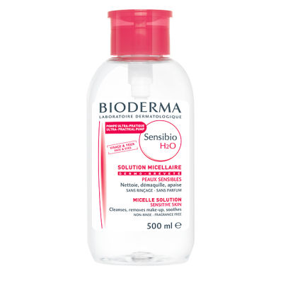 Bioderma ผลิตภัณฑ์เช็คเครื่องสำอาง Sensibio H2O สำหรับผิวแพ้ง่าย 500 ml. (Pink)