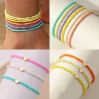 【CW】☋❀๑  1 Set Bohemia Colorful Rice Beads Ankle Boho Barefoot Beach Leg Anklet Female