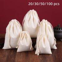 20/30/50/100 Pcs/Lot 100 Cotton Drawstring Storage Bag for Gift Package Christmas Party Wedding Craft Packing Plain Pouches