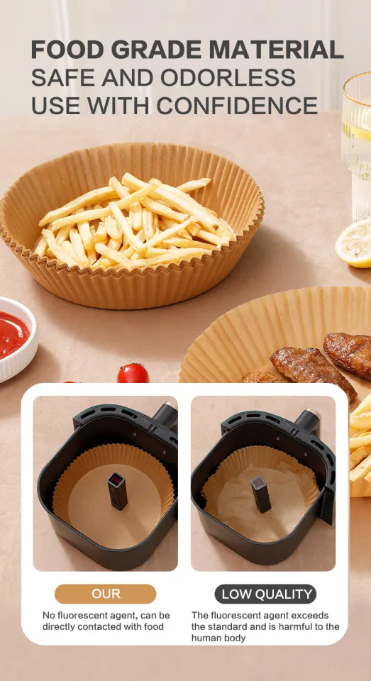 Air Fryer Liners 7.87 Inch, 100 Pcs Disposabl Food Grade Baking Paper, Oil  Resistant, Waterproof