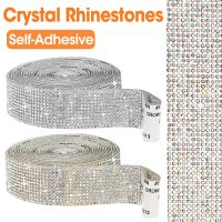 hotx【DT】 1 Roll Self-Adhesive Rhinestones Tape Mesh Decoration Sticker for Crafts