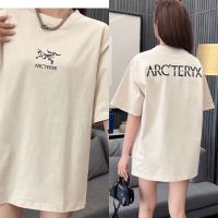 Arcteryx ของแท้ในฤดูร้อนของ2023เสื้อยืดผ้าฝ้ายแท้240กรัมสำหรับผู้ชายและผู้หญิงใส่อยู่บ้านเสื้อยืดแขนสั้นพิมพ์ลายนกตัวหลวมเสื้อผ้าท่อนบนไม่มีซับในสไตล์เกาหลีขนาดใหญ่