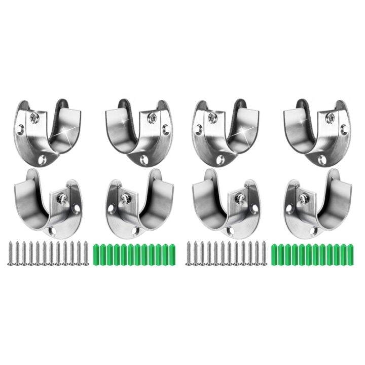 8 Packs Heavy Duty Stainless Steel Closet Rod End Supports Closet Pole
