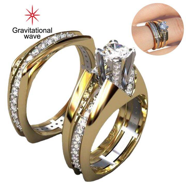 gravitational-wave-2pcs-แหวนผู้หญิง2สีชุบทองเงาเรขาคณิตประกายตกแต่งของขวัญ-cubic-zirconia-ฝังงานแต่งงานแหวนหมั้นเครื่องประดับสำหรับแฟน