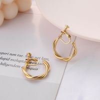 【YF】 Fashion Interweave Twist Circle Geometric Round Hoop Clip on Earrings for Women Accessories Retro No Pierced Jewelry