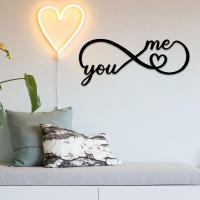 Infinity Heart Wall Decor Infinity Heart Sign โลหะ Wall Decor Love Heart Infinity Symbol แขวนผนังตกแต่ง Art Geometric Wall Decor ตกแต่งคำสีดำป้ายสำหรับ Garden Yard Home Living R