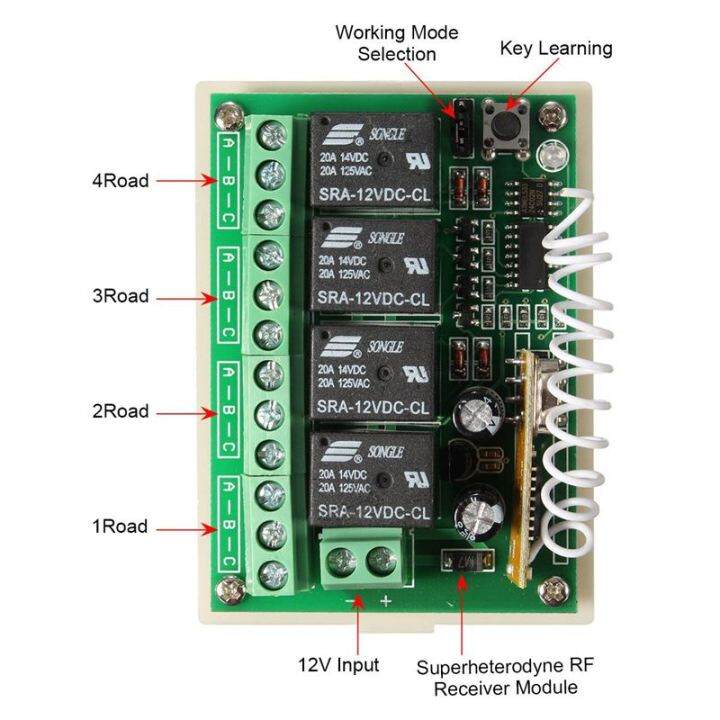 12v-4ch-channel-433mhz-wireless-remote-control-switch-integrated-circuit-with-2-transmitter-diy-replace-parts-tool-kits