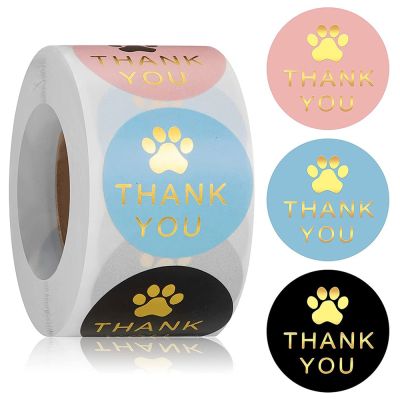 100-500Pcs Round Dog Paw Print Thank You Label Stickers Used for Shipping and Mailing Box Seal Labels Decorative Gifts Stickers Stickers Labels