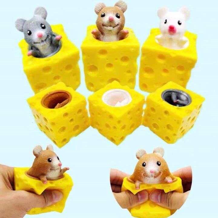 Mouse Squishy Toy Cheese Stress Ball Squishy Rat Squeeze Cheese Fidgets