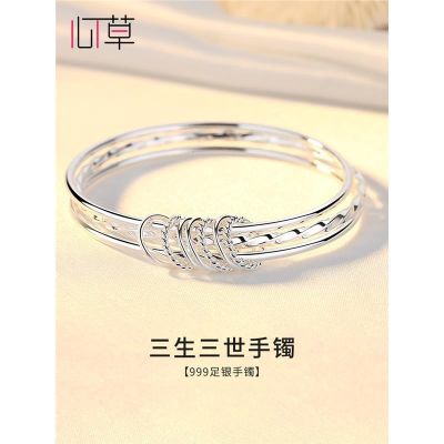 Silver bracelet female junior iii 999 fine silver light sense of luxury senior solid birthday present for his girlfriend