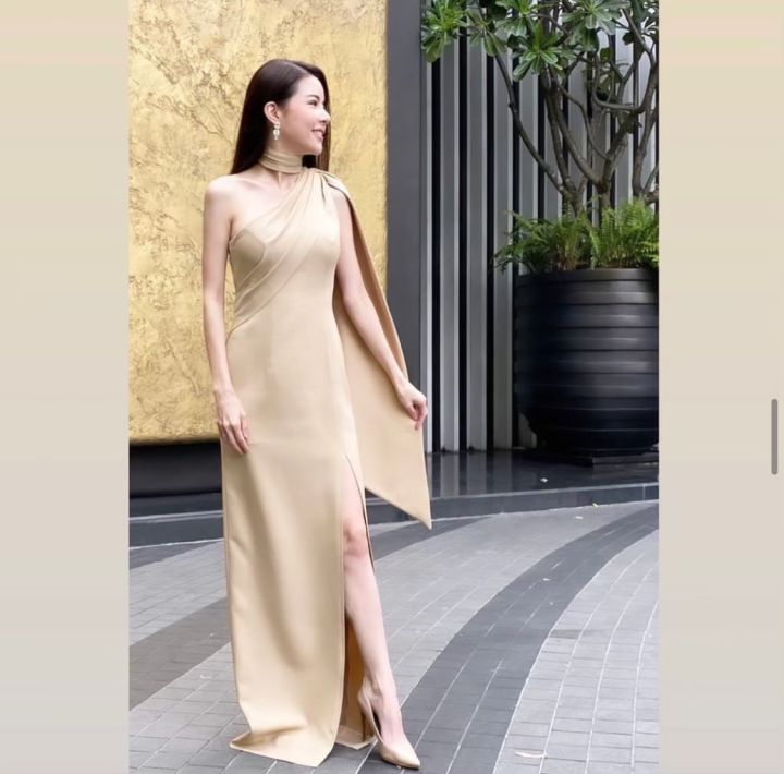 rinrata-penny-dress-evening-gown-cocktail-ชุดเดรสยาว-สีเบจ-ชุดไปงาน-ชุดไปงานแต่ง-ชุดเดรสยาว-ชุดเดรส-ชุดราตรี