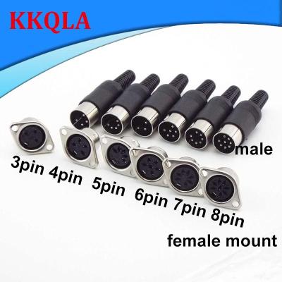 QKKQLA Din 3 4 5 6 7 8 Pin Core Male Plug Female Socket Connector Power Mount Socket Hulled Panel Chassis Soldering
