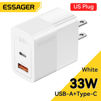 Essager USB Type C Fast Charger 33W QC PD 3.0 Dual Port Mini อะแดปเตอร์แบบพกพาสำหรับ 14 13 12 Xiaomi Fast Wall Chargers826