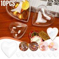 10Pcs Heart Shape Balls Valentine Gift Box Transparent Fillable Baubles Hanging Ornament Heart-Shaped Decor Wedding Candy Boxes