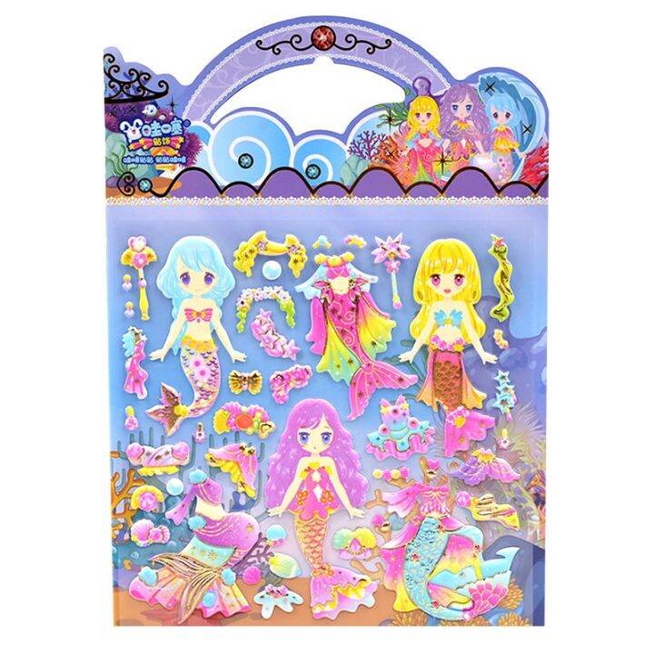 cod-stickers-girl-mermaid-princess-dress-up-children-three-dimensional-baby-fun-kindergarten