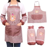 Han edition kitchen oil cartoon with sleeves apron suit waterproof antifouling corset general overall and two-piece