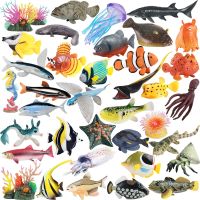 Lifelike Ocean Marine Animals Figurine Model Globefish Eels Octopus Stingray Crab Sea Life Action Figure Children Collection Toy