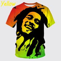 2023 Customized Fashion ❁New Summer Bob Marley Personality Star Pattern T-shirt 3D Printing Short-sleeved Original Style Top，Contact the seller for personalized customization