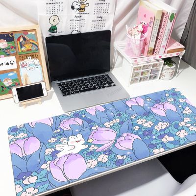 Kawaii Rabbit Mouse Pad แผ่นรองเมาส์สำนักงาน แผ่นรองเมาส์น่ารัก แผ่นรองเมาส์เขียนหนังสือ แผ่นรองเมาส์คอมพิวเตอร์ XXL 90x40 ซม