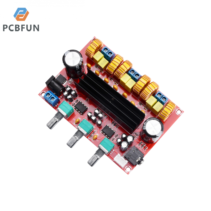 pcbfun-xh-m139บอร์ดเครื่องขยายเสียงซับวูฟเฟอร์แบบดิจิทัล2x50w-100w-2-1แชนเนล-dc-12-24v-ชิปภายในประเทศ