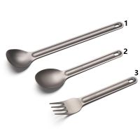 2 In1 Long Handle Spoon Fork Hiking Titanium Cookware Outdoor Tableware Portable Camping Picnic Travel Ultralight Cutlery Tool Flatware Sets