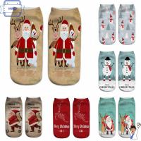 HAHFD Unisex Xmas Gift Cute 3D Print Harajuku Low Cut Stocking Santa Claus Boat Socks Cotton