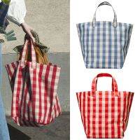 【MAY】 QJBY European and American bags 2021 new trendy brand simple plaid all-match tote bag large-capacity portable shopping bag