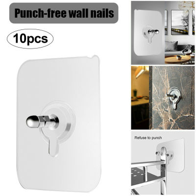 10pcs Punch-Free Non-Marking Adhesive Screw Stickers Wall Picture Hook Invisible Traceless Hardwall Drywall Picture Hanging Kit Picture Hangers Hooks