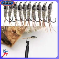 DSFSI 5pcs เทียมเทียมเทียม 12 # ตะขอแบบมีเงี่ยง แมลงวันหนอนแมลง Nymphs Fly Hook เหยื่อตกปลาเหยื่อตกปลา เหยื่อล่อบิน